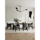 Manhattan Comfort Gansevoort 22.5" Modern Faux Leather Upholstered Dining Armchair - Pebble Grey-Frame Made of Solid Beech Wood with Rich Dark Finish