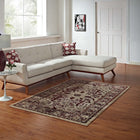 Modway Grania Ornate Vintage Floral Turkish Area Rug - 5 ft W x 8 ft L - Burgundy/Tan-Protect Floors From Traffic/Furniture