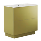 Modway Quantum 36" Bathroom Vanity - White/Gold-Modern Bathroom Vanity