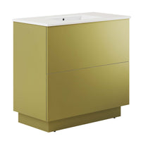 Modway Quantum 36" Bathroom Vanity - White/Gold-Modern Bathroom Vanity