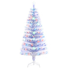 HOMCOM 5' Pre-Lit Artificial Christmas Tree with LED and Optical Fiber - White-5ft tall with 2.5ft in diameter 