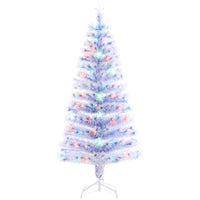 HOMCOM 5' Pre-Lit Artificial Christmas Tree with LED and Optical Fiber - White-5ft tall with 2.5ft in diameter 