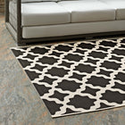 Modway Cerelia Moroccan Trellis Indoor/Outdoor Area Rug - 4 ft W x 6 ft L - Black/Beige-Gripping Rubber Underside