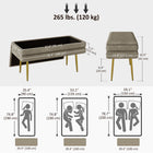 HOMCOM Upholstered Storage Bench for End of Bed - Beige-Elegant bedroom bench with gold-tone legs adds a touch of sophistication