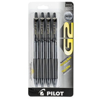 Pilot G2 Gel Pens Retractable – 0.7mm – Black – 4 Pack-Gel ink for a smooth writing experience