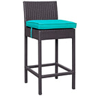 Modway Convene Outdoor Patio Fabric Bar Stool - Espresso Turquoise-For entertaining or everyday use