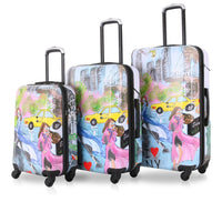 TUCCI Italy-New York Love Art 3-Piece Hardside Luggage Set-Complete Luggage Set - 20" carry-on, 24" medium, and 28" large suitcases for any trip duration
