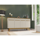 Manhattan Comfort Yonkers 62.99" Mid-Century Modern Sideboard - Off White and Cinnamon-Recommended for up to a 60" TV
