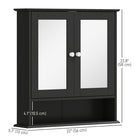 Kleankin Wall Mount Medicine Cabinet with Mirror - Black-Two-door cabinet and bottom shelf for storing and displaying daily essentials