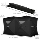 Outsunny 5-8 Person Pop-up Ice Fishing Shelter Tent - Black-300D waterproof oxford fabric  