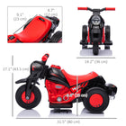 Qaba 3 Wheels 6V Kids Electric Motorcycle with LED Headlight - Black-Three wheels provide stability and safety 