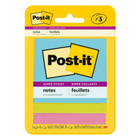 Post-it Super Sticky Notes - 3" x 3" - Supernova Neons Collection - 135 sheets - 3 Pack-Post-it Super Sticky Notes have 2X the sticking power