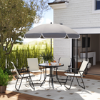 Outsunny Patio Dining Set with Umbrella - Folding Outdoor Patio Set - Cream-Fully reclinable to provide better relaxation