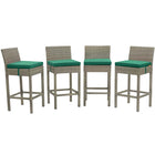 Modway Conduit Outdoor Patio Wicker Rattan Bar Stool - Light Gray Green - Set of 4-Modern Outdoor Bar Stool