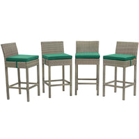 Modway Conduit Outdoor Patio Wicker Rattan Bar Stool - Light Gray Green - Set of 4-Modern Outdoor Bar Stool