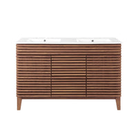 Modway Render 48" Double Sink Bathroom Vanity - Walnut/White-Mid-Century Modern Vanity