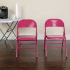 Flash Furniture HERCULES ColourBURST Series Shockingly Fuchsia Triple Braced & Double-Hinged Metal Folding Chair-Metal Folding Chair