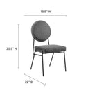 Modway Craft Upholstered Fabric Dining Side Chairs - Black/Charcoal-Polyester Fabric Upholstery