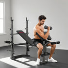 Soozier Adjustable Weight Bench with Preacher Curl Bench-Adjustable gym bench and barbell rack meet various exercise requirements