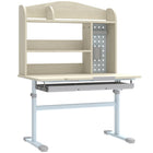Qaba Kids Desk, Height Adjustable Study Table with Tilted Desktop, Storage - Natural-Height adjustable from 19.9" -28.5" H (50.5-72.5 cm) for posture and comfort
