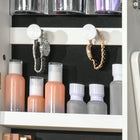 HOMCOM Lockable Mirror Jewelry Cabinet with LED Light - 18" L x 14.25" W x 59.75" H - White-MDF frame for everyday strength and durability 