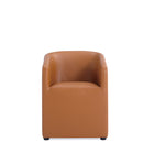 Manhattan Comfort Anna Round 23.23" Modern Faux Leather Upholstered Dining Armchair - Saddle-Modern Dining Chair for Dining Room and Task Use