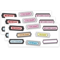 Ashley Productions Magnetic Die-Cut Timesavers & Labels - Days of the Week - Black and White Patterns - 3 Pack-Easy to clean