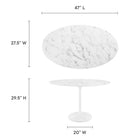 Modway Lippa 48" Oval Faux Marble Dining Table - White-Durable Finish