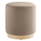 Modway Tilden 16" Round Performance Velvet Upholstered Ottoman - Taupe/Natural-Performance Velvet Upholstery