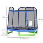 Outsunny 84.75" Kids Trampoline with Safety Net Enclosure Built-in Zipper - Blue-Zipper allows easy entering of the trampoline 
