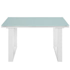 Modway Fortuna Outdoor Patio Side Table - White-Tempered Glass w/ Brown Underside