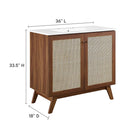 Modway Soma 36" Bathroom Vanity - Walnut/White-Adjustable Shelf