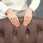 HOMCOM Faux Leather Accent Chair with Wood Legs - Thick Padding for Living Room - Brown-Seat Thickness: 5.1" (13 cm) 
