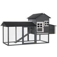 PawHut 84" Wooden Chicken Coop with Nesting Box - Black-Solid treated fir wood construction for 