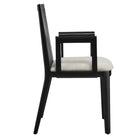 Modway Monarch Wood and Rattan Dining Armchair - Black/Heathered Weave Ivory-6