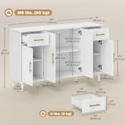 HOMCOM 55.1" L Sideboard Buffet Cabinet with Soft-Close Doors - White-Soft-close hinges ensure smooth and quiet door operation