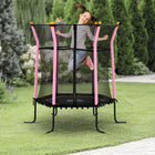 Soozier Kids Trampoline with Enclosure Net - 64" Dia. - Pink-Made of powder coated steel frame and anti-UV net enclosure for durable use 