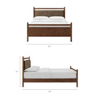 Modway Leni Queen Size Vegan Leather and Wood Platform Bed Frame - Walnut Mushroom-Solid Rubberwood Headboard & Footboard