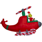 GEMMY Airblown Inflatable Christmas Animated Grinch in Helicopter with Spinning Propellers-Self-inflates in seconds and deflates for easy storage