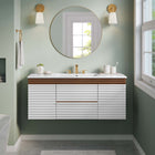 Modway Render 48" Wall-Mount Bathroom Vanity - White/Walnut/White-MDF and Particleboard