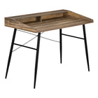 Monarch Specialties 7538 48" Computer Desk - Brown Reclaimed Wood/Black Metal-Computer desk in a brown reclaimed wood-look finish featuring a small hutch with a long shelf and 2 storage cubbies
