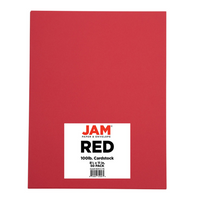 JAM Paper Bright Colour Cardstock - 8.5" x 11" - 65 lb - Red Recycled - 250/ream (101378B)-Red