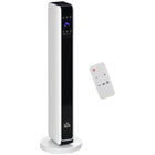 HOMCOM 750 W/1500 W Ceramic Tower Heater with 65 Degree Oscillation-Modern freestanding heater with compact design fits living room, bedroom, office using 