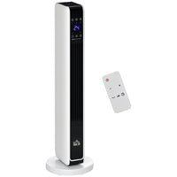 HOMCOM 750 W/1500 W Ceramic Tower Heater with 65 Degree Oscillation-Modern freestanding heater with compact design fits living room, bedroom, office using 
