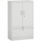HOMCOM Metal Storage Cabinet with Locks - White-Customize your storage with 25-level adjustable shelf for various item heights