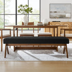 Modway Lyra 63" Boucle Upholstered Bench - Black-Rubberwood Legs