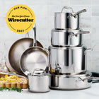 Tramontina Tri-Ply Clad Stainless Steel Cookware Set with Lids - Pots and Pans Kitchen Set - 10 Piece Set-Precision cast 18/10 stainless-steel riveted handles and mirror-polished stainless-steel lids