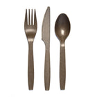Eco Dinnerware Bulk Cutlery Set - 300 Pack-Brown, Coffee bean chaff