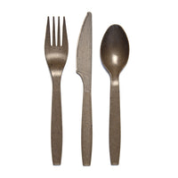 Eco Dinnerware Bulk Cutlery Set - 300 Pack-Brown, Coffee bean chaff