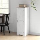 HOMCOM 47" H Farmhouse Storage Cabinet with Adjustable Shelf for Living Room - White-Can be used as a display cabinet, a bookcase or other storage solution 